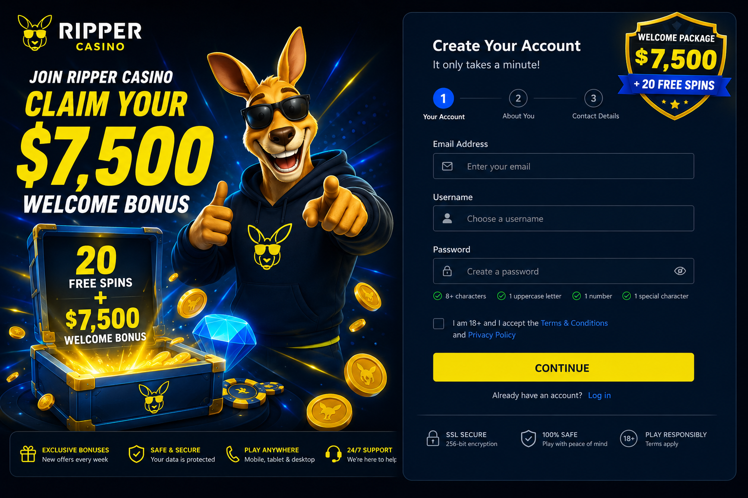 Ripper Casino registration process